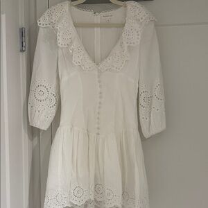 Chic White Eyelet Long Sleeve Dress